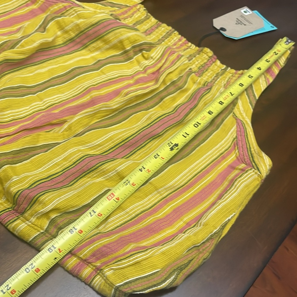 Prana Women's Little Palm Cami Leapfrog Stripe Gold Cotton Top NWT - Picture 4 of 9